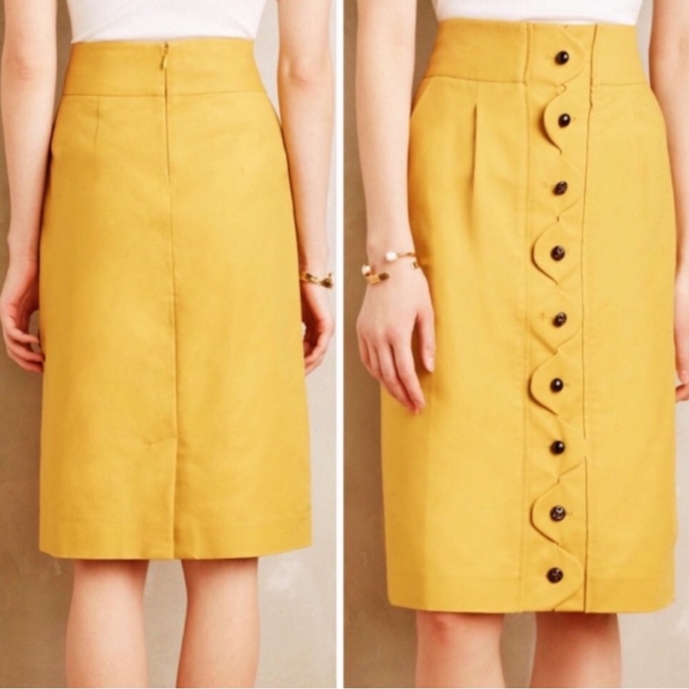 Anthropologie Maeve Ada Button Front Pencil Skirt 4 Excellent! - Picture 2 of 4
